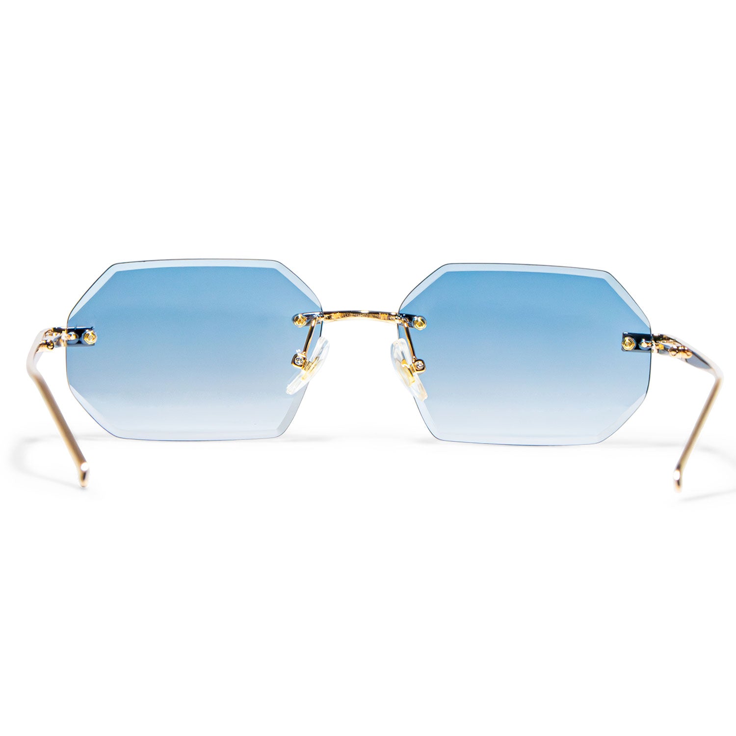 Randloze Zonnebril Nordyn Blue Blauwe Glazen Achterkant