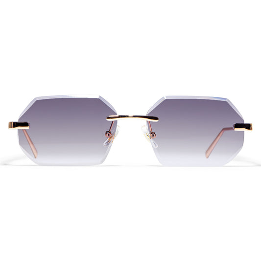 Randloze Zonnebril Randloze Bril Nordyn Grijze Glazen Grey Voorkant