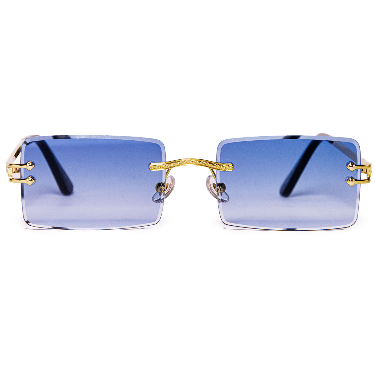 DOUBBY | Frameloze bril, Blauw Diamond Cut, Gouden montuur | 400 Hoogwaardige kwaliteit – Blanche