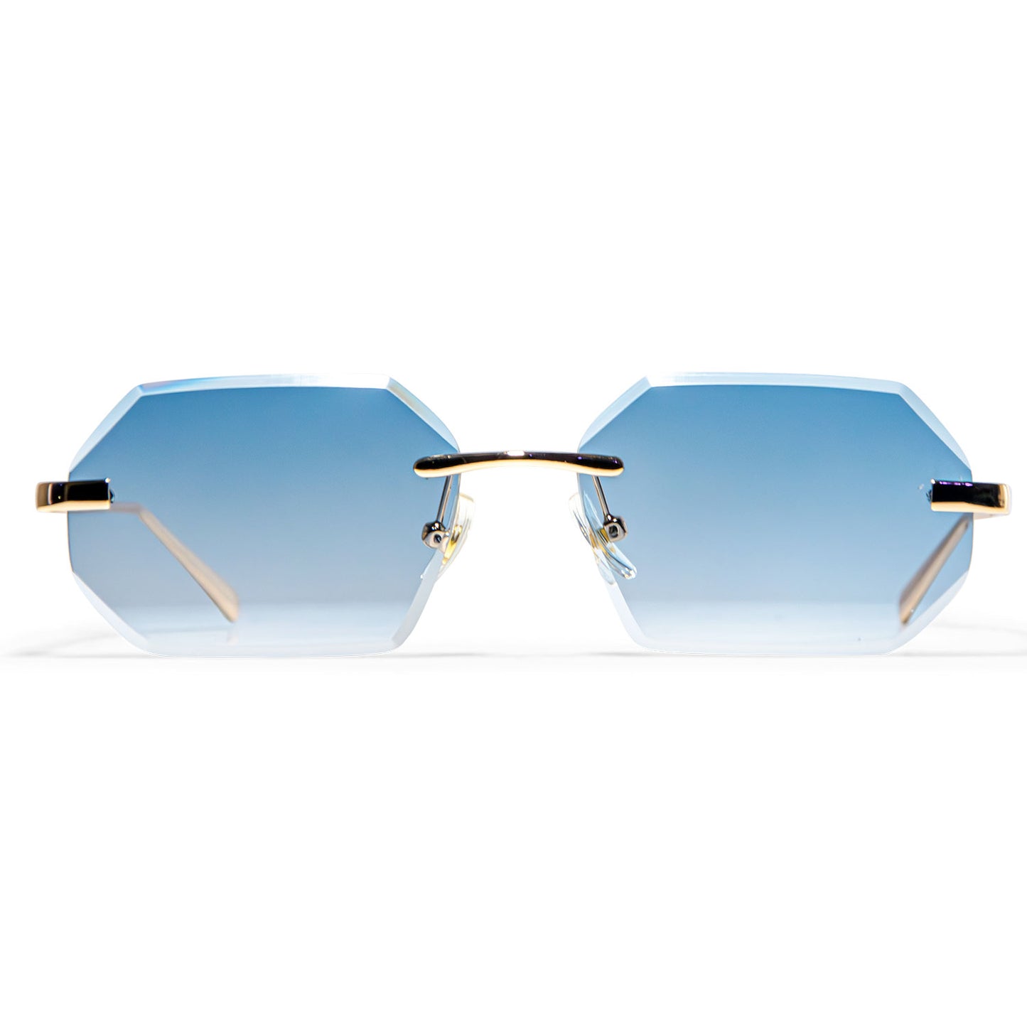 Randloze Zonnebril Nordyn Blue Blauwe Glazen Voorkant 1